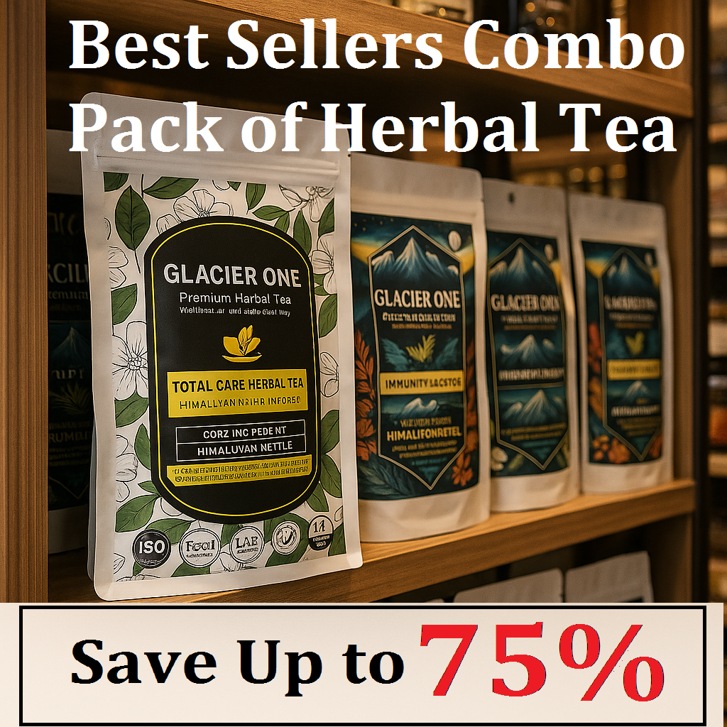 Glacier One Herbal Tea Combo of 3 Pack ( 1 Unit of Nettle Infusion ,1 Unit of Burash(Rhododendron) Infusion ,1 Unit of Total Care Herbal Tea
