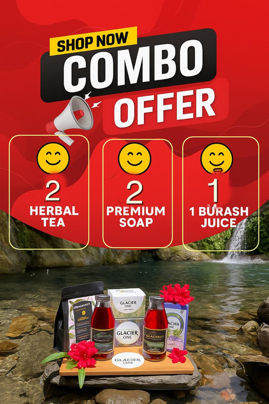 Glacier One Wellness Combo – 2 unit of  Premium Soaps, 2 unit of Herbal Tea, 1 unit of  Burash Juice
