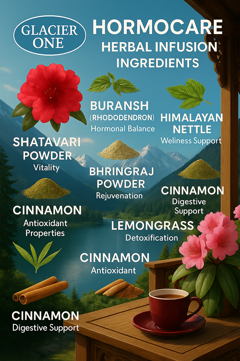 Glacier One Hormocare Herbal Tea(Support harmonal balance relieve PCOS & PCOD & Menstrual health )