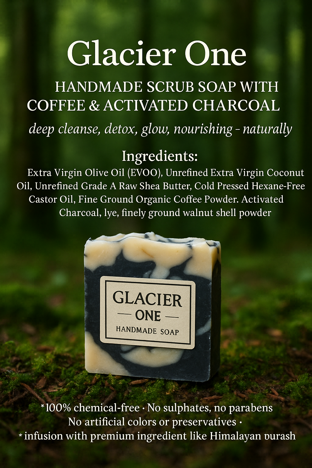 Handmade Soap with Coffee & Activated Charcoal (Deep cleanse detox, glow, nourishing, naturally)