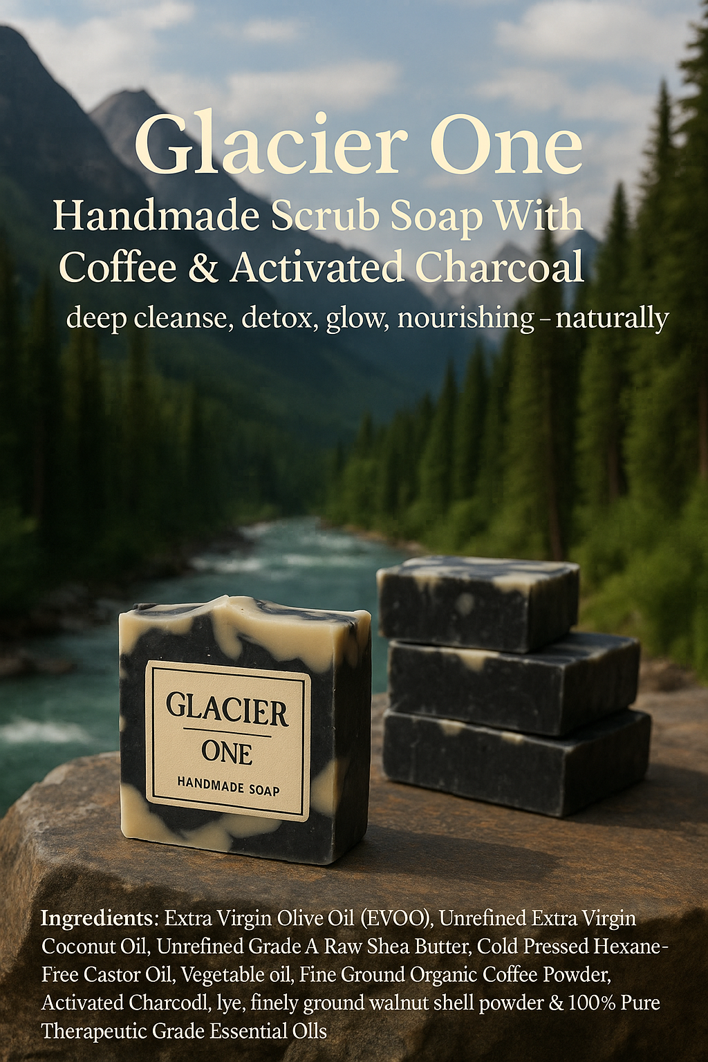 Handmade Soap with Coffee & Activated Charcoal (Deep cleanse detox, glow, nourishing, naturally)