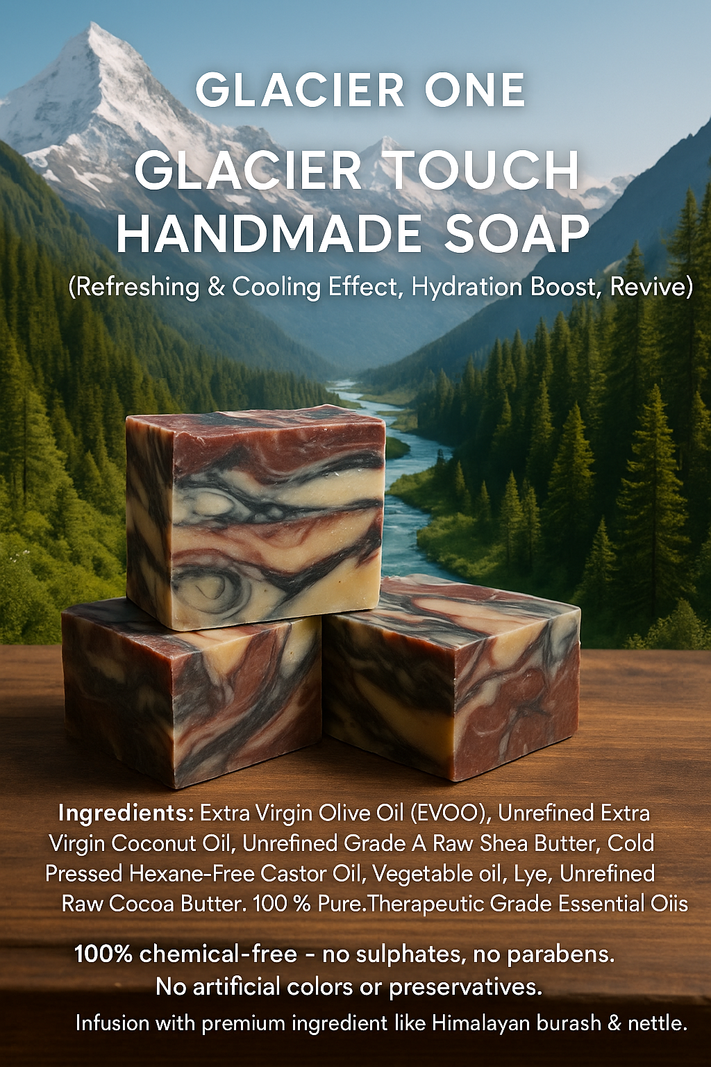 Glacier One Glacier touch Handmade Soap(Refreshing & Cooling effect, Hydration Boost, Revive )