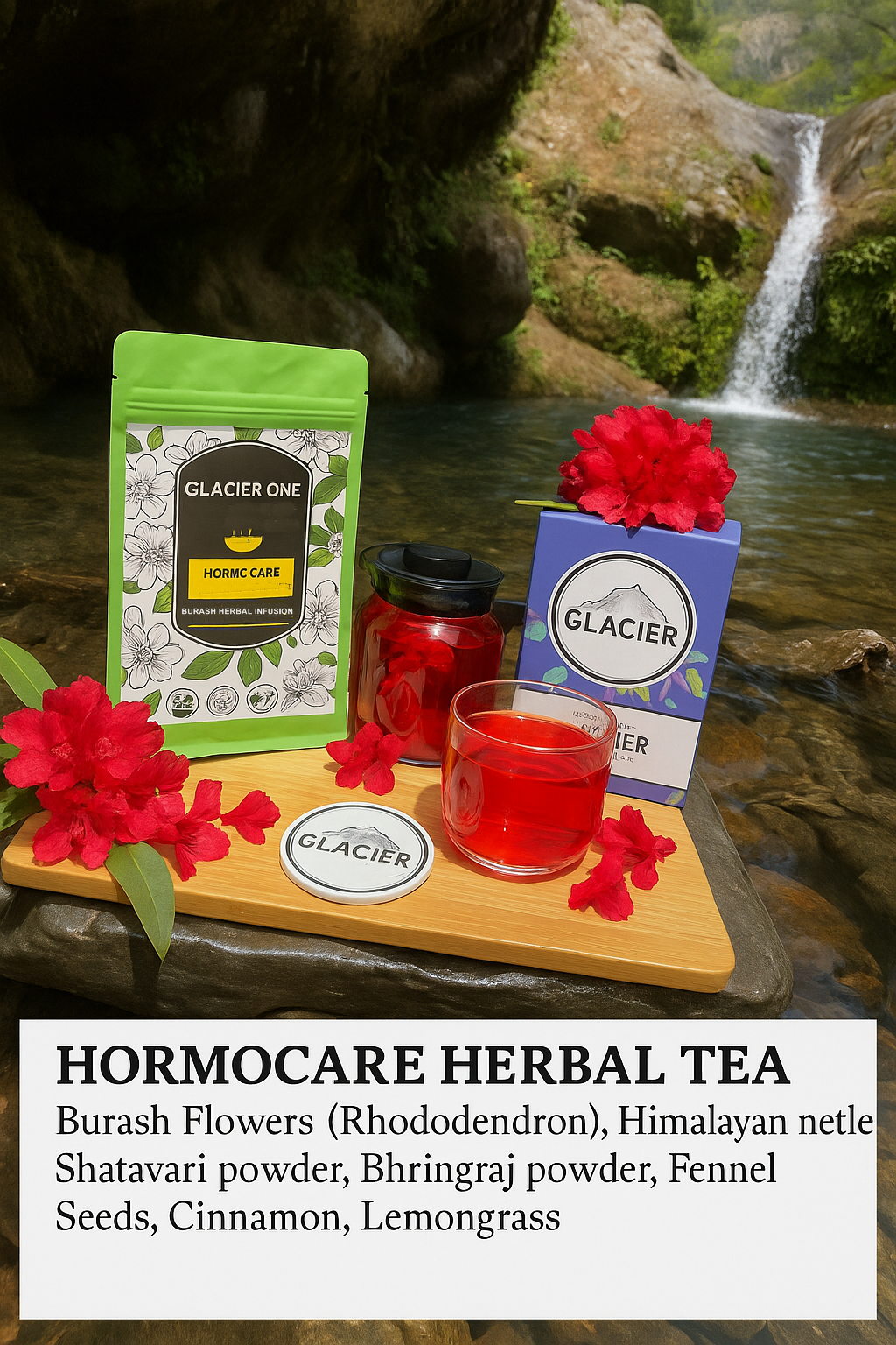Glacier One Hormocare Herbal Tea(Support harmonal balance relieve PCOS & PCOD & Menstrual health )