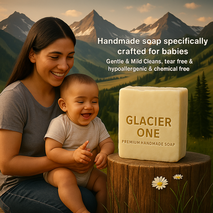 Handmade soap specifically crafted for babies (Gentle & Mild Cleans, tear free & hypoallergenic & chemical free)